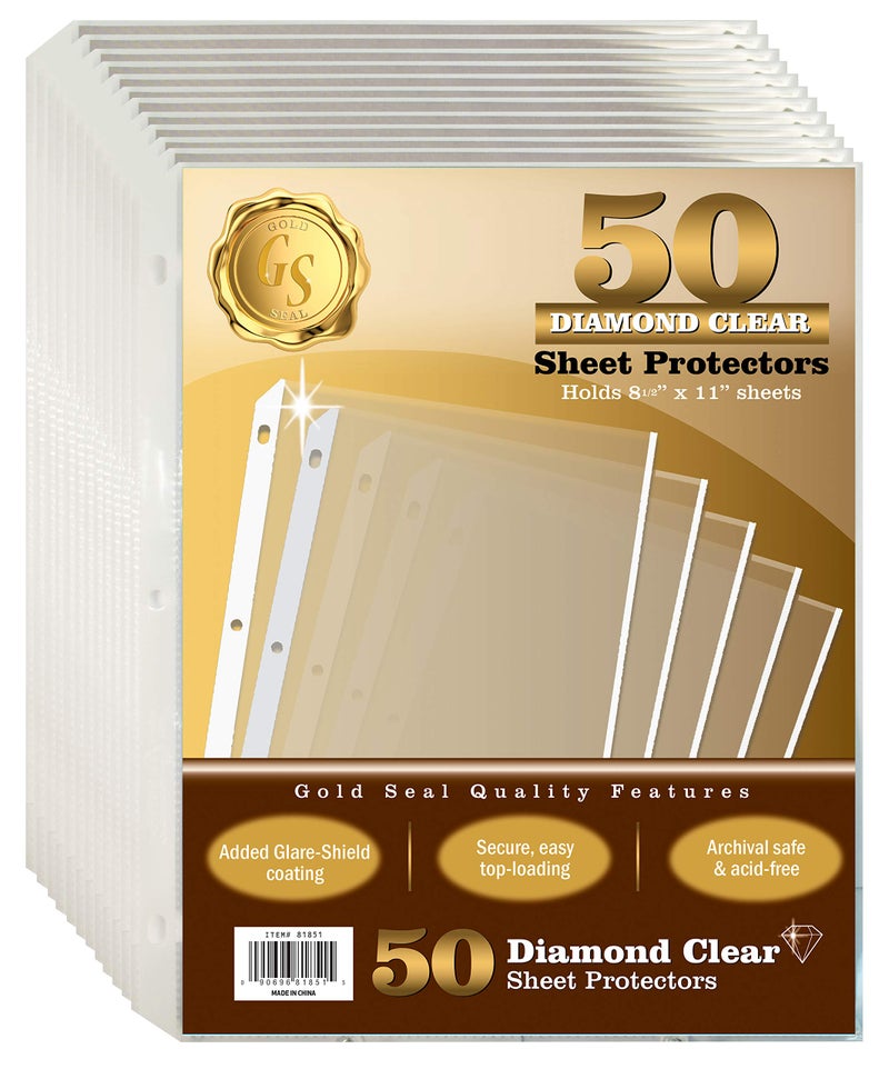 Gold Seal حماة الأوراق الشفافة الماسية من جولد سيل 50 عدداً، طلاء مضاد للتوهج، وزن قياسي متين، 8.5 × 11، تحميل من الأعلى، 50 عبوة - Image 1